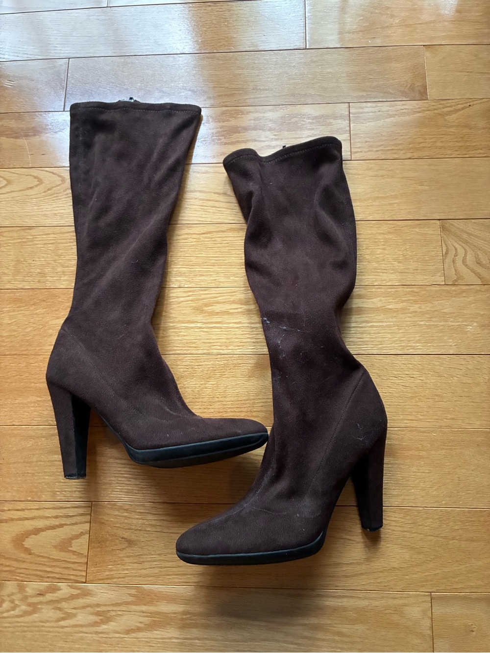 Nina Brown Stretch Knee High Suede Boots 7.5